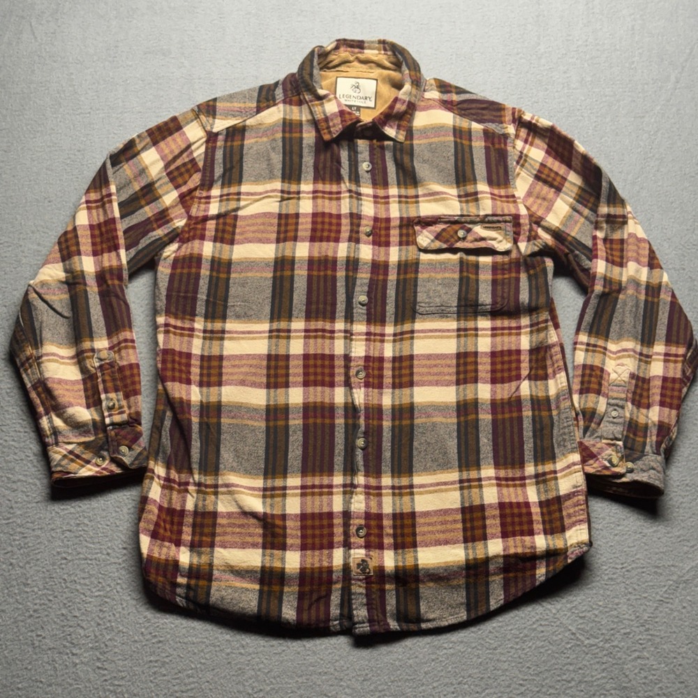 Legendary Whitetails Buck Camp Flannel Shirt Mens Large Tall Plaid Cotton LT
